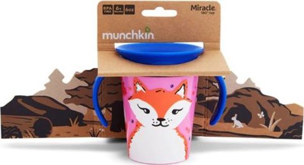 Munchkin Κύπελλο χωρίς διαρροές 360 Eco Wildlove Εκπαιδευτικό Αλεπού 177ml ροζ