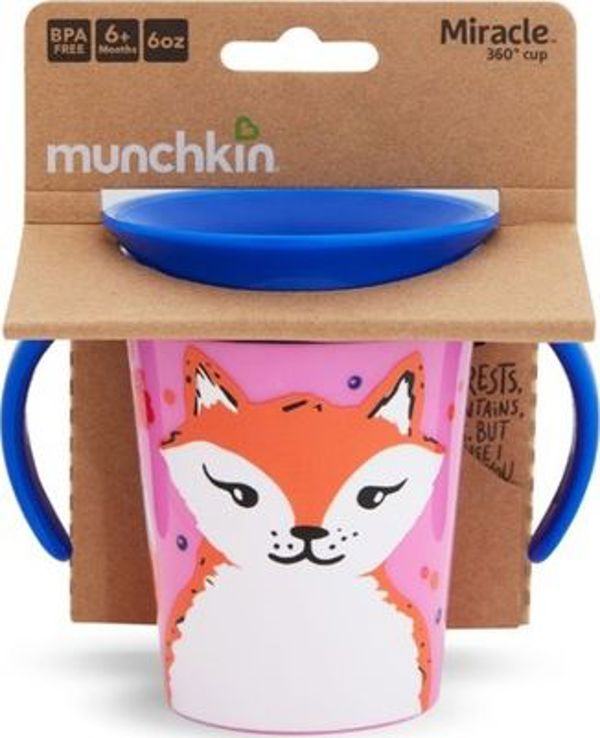 Munchkin Κύπελλο χωρίς διαρροές 360 Eco Wildlove Εκπαιδευτικό Αλεπού 177ml ροζ