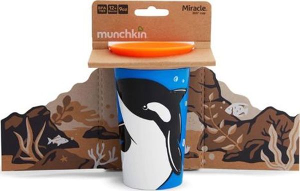 Munchkin Κύπελλο χωρίς διαρροές 360 Eco Wildlove Όρκα 266ml μαύρο