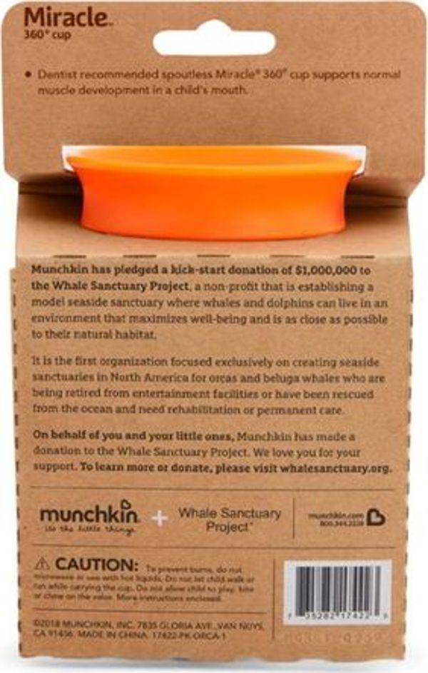 Munchkin Κύπελλο χωρίς διαρροές 360 Eco Wildlove Όρκα 266ml μαύρο