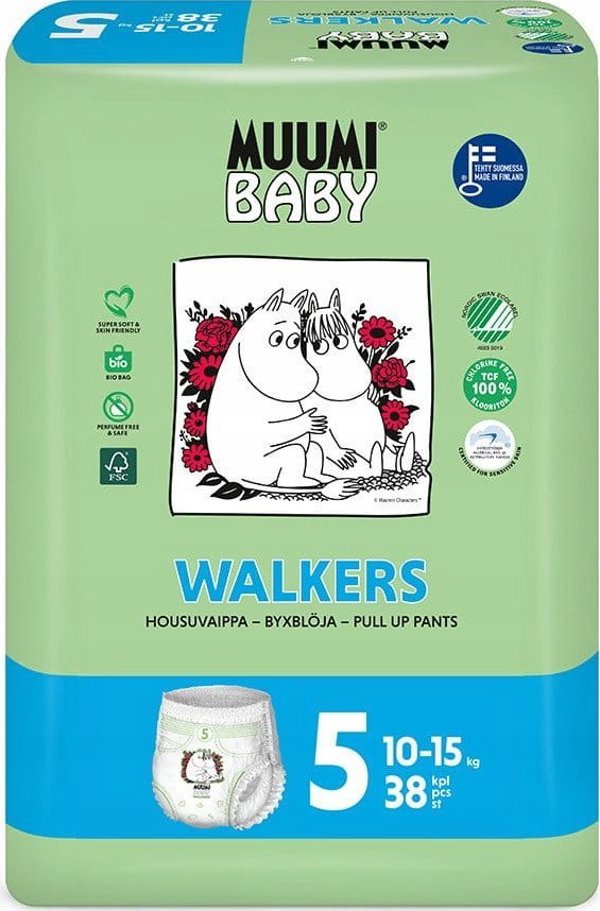 Muumi Muumi Baby, Οικολογικές πάνες-βρακάκια 5 (10-15kg), 38 τεμ.