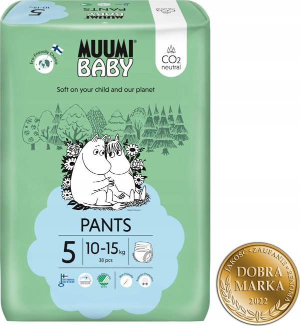 Muumi Muumi Baby, Οικολογικές πάνες-βρακάκια 5 (10-15kg), 38 τεμ.