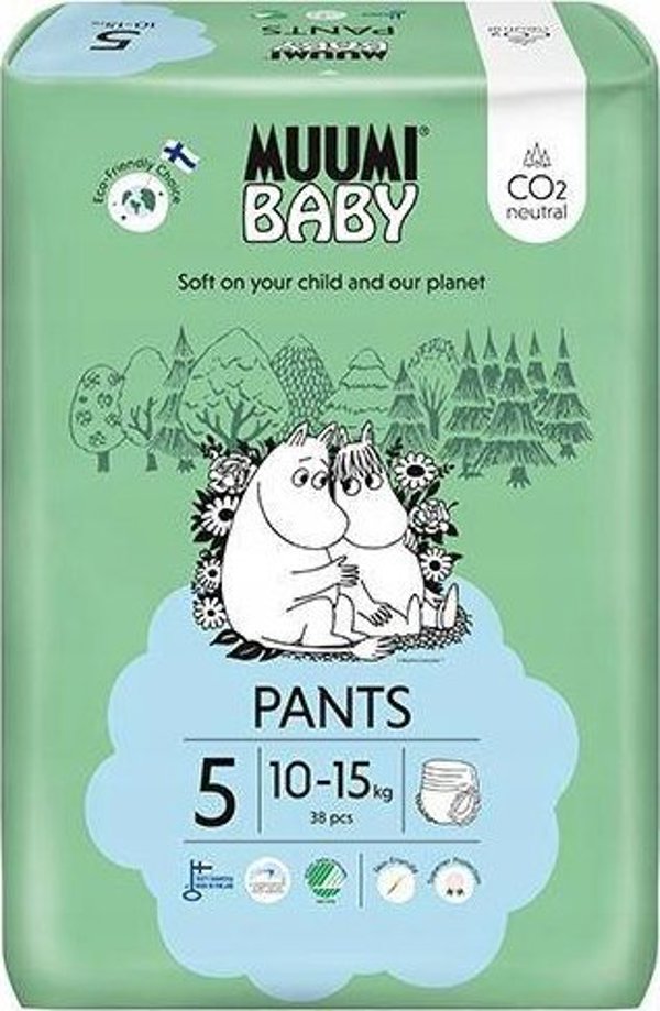 Muumi Muumi Baby, Οικολογικές πάνες-βρακάκια 5 (10-15kg), 38 τεμ.
