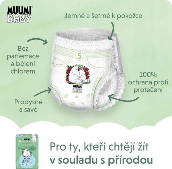 Muumi Muumi Baby, Οικολογικές πάνες-βρακάκια 5 (10-15kg), 38 τεμ.