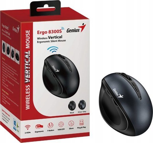 Ποντίκι Genius GENIUS ποντίκι Ergo 8300S Iron Grey/ κάθετο/ 1600 dpi/ ασύρματο/ 7 κουμπιά/ αθόρυβο/ μεταλλικό γκρι