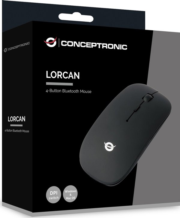 Mysz Conceptronic Conceptronic LORCAN01B ποντίκι αμφιδέξιο Bluetooth Οπτικό 1600 DPI