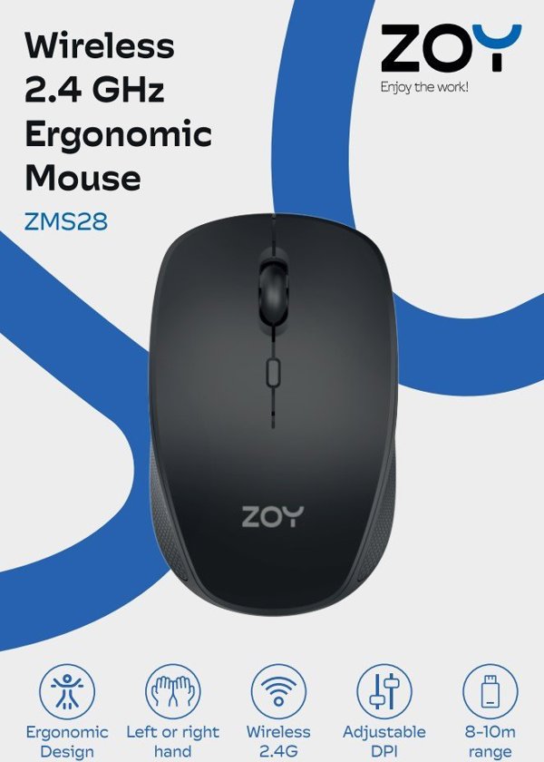 ZOY ZMS28 Ενσύρματο Ποντίκι Υπολογιστή Μαύρο