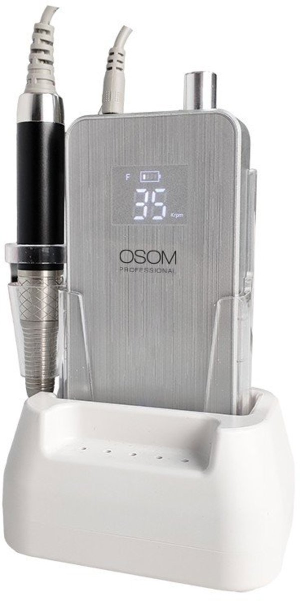 Osom Professional Μηχανή Τροχίσματος Νυχιών OSOMND301SILV, Επαναφορτιζόμενο Τρυπάνι 35.000 Στροφές, Ασημί