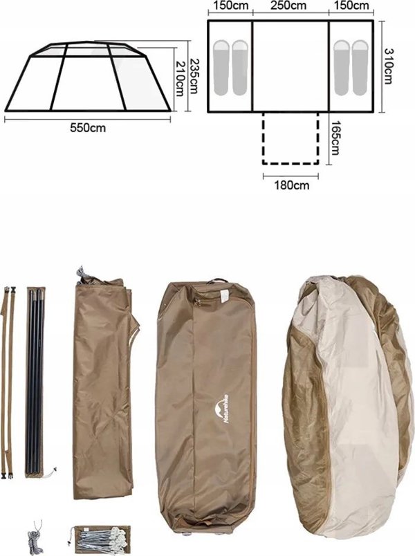 Τουριστική σκηνή Naturehike Village σκηνή 17 cnh22zp021-καφέ NATUREHIKE 13862047 6927600000000
