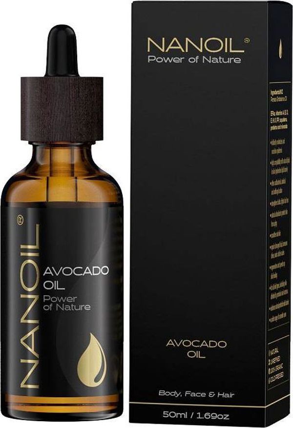 Nanoil Λάδι Αβοκάντο 100% Βιολογικό, Ακατέργαστο Έλαιο για Μαλλιά και Σώμα, Ψυχρή Έκθλιψη, 50ml