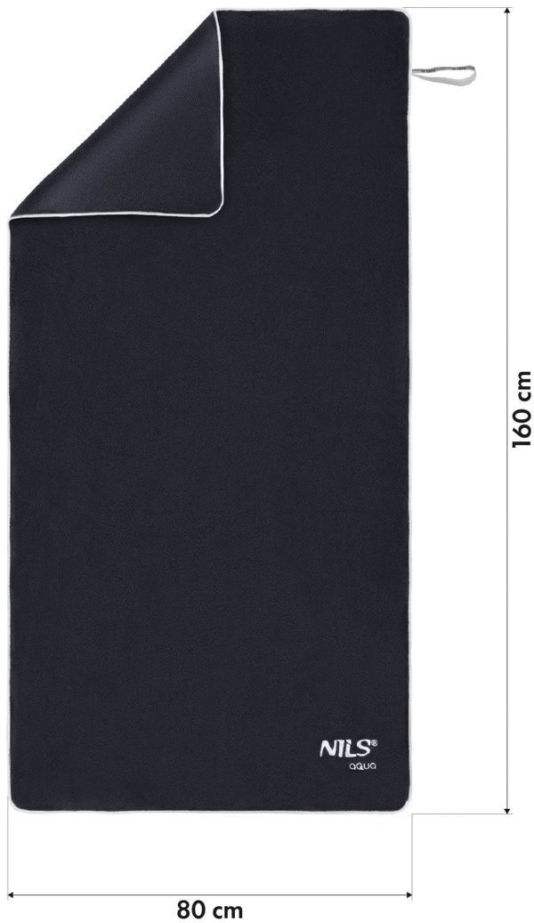 Πετσέτα μικροϊνών Frotte μαύρη 160x80cm Nils Aqua