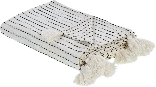 Beliani Κουβέρτα Κρεβατιού MODAR Βαμβακερή 220x240 cm Σπασμένο Λευκό