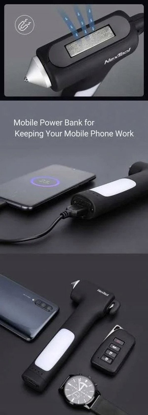 Πολυχρηστικό εργαλείο διάσωσης 4 σε 1 NexTool Hammer Rescue NE0140