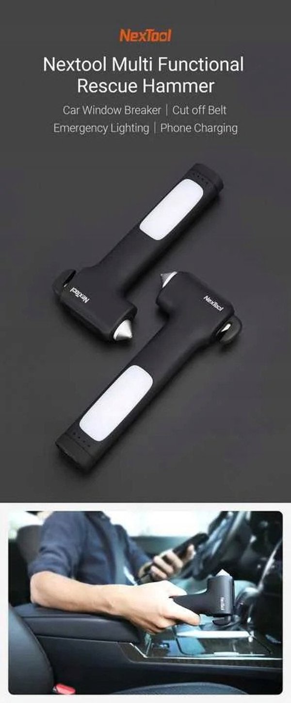Πολυχρηστικό εργαλείο διάσωσης 4 σε 1 NexTool Hammer Rescue NE0140