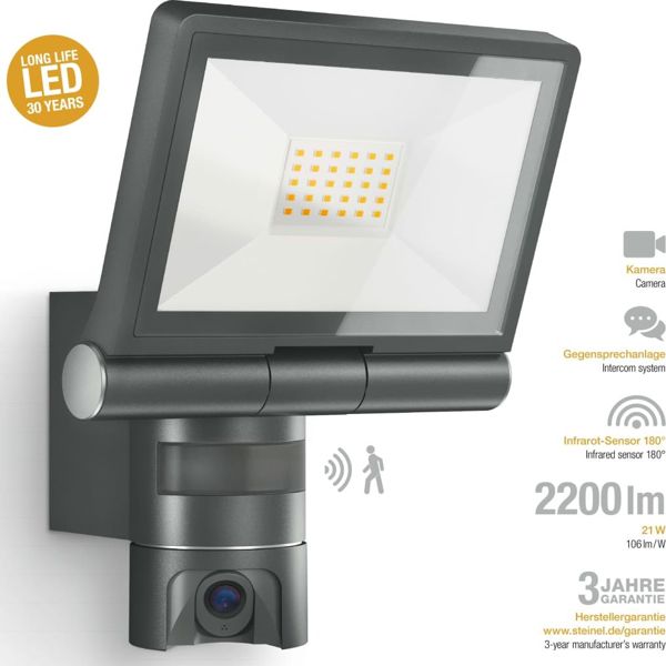 προβολέας Steinel προβολέας LED 21W XLED CAM1 με κάμερα ανθρακί (ST065294) - Steinel
