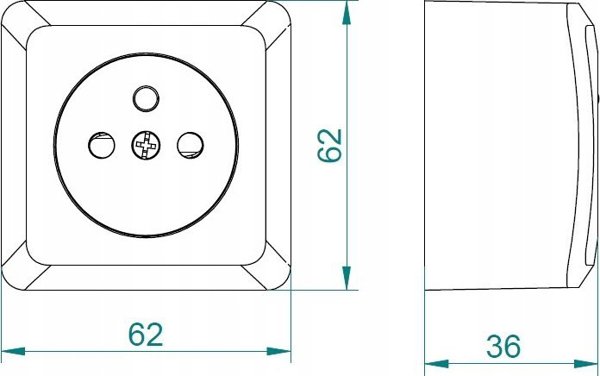 NASIELSK Επιτοίχια πρίζα Elektro-Plast Nasielsk Berg 3733-09 μονή με γείωση 2P+Z μαύρη