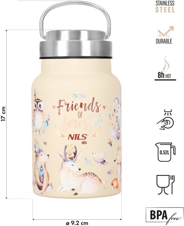 Nils Camp Ατσάλινο Μπουκάλι Νερού Forest 520ml - Ανοξείδωτο Παγούρι