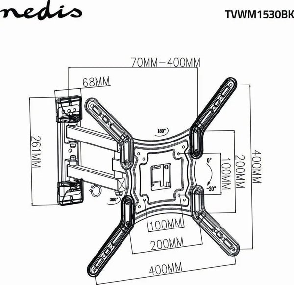 Nedis Nedis TVWM1530BK βάση τηλεόρασης για τηλεοράσεις 139,7 cm (55") Μαύρο