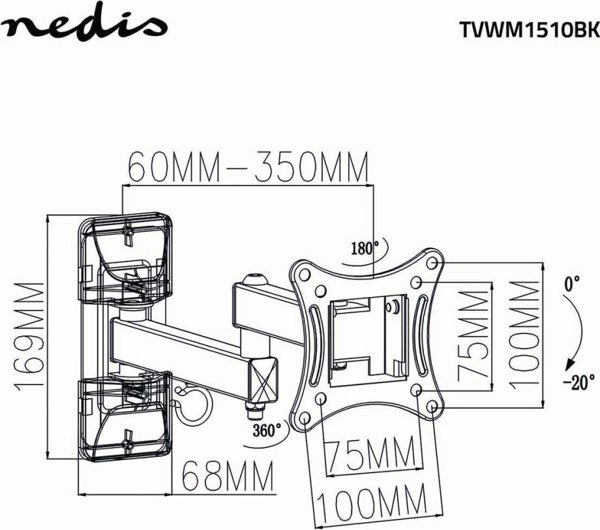 Nedis Nedis TVWM1510BK βάση τηλεόρασης για τηλεοράσεις 68,6 cm (27") Μαύρο