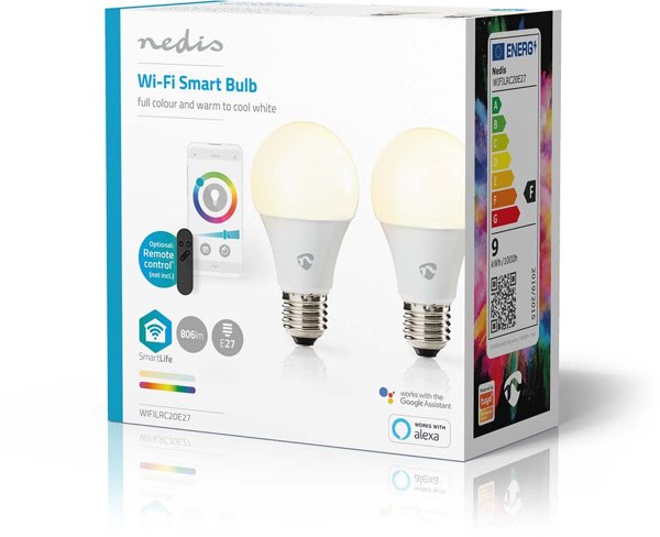 Nedis WIFILRC20E27 Smartlife RGB E27 9W LED Bulb 2-pack