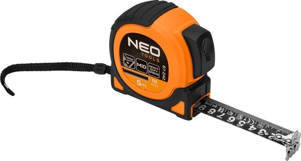 Neo Μέτρο ταινίας από χάλυβα Super Black 5 m x 19 mm, αυτόματο κλείδωμα, δύο κουμπιά στοπ, μαγνήτης