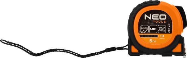 Neo Μέτρο ταινίας από χάλυβα Super Black 5 m x 19 mm, αυτόματο κλείδωμα, δύο κουμπιά στοπ, μαγνήτης