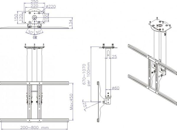 Neomounts Uchwyt sufitowy PLASMA-C100 37'' - 75''