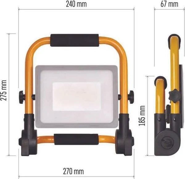 Φορητός εργασιακός φωτισμός με λαβή, 230Vac, 51W, 4600lm, IP44, 4000K ουδέτερο λευκό