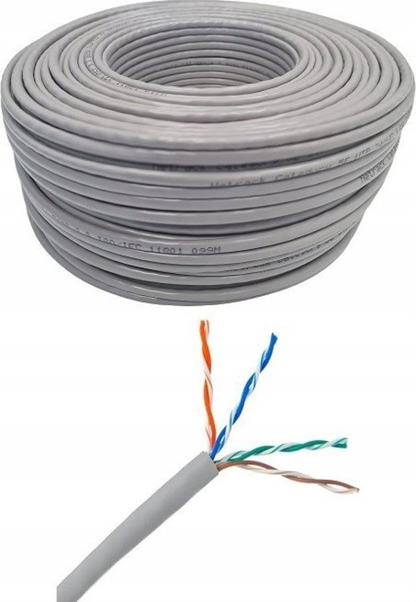 Καλώδιο δικτύου NetRack - LAN twisted pair, κατηγορία 6, UTP, γκρι, 100m, CCA