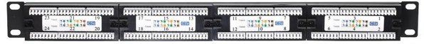 NetRack Πάνελ διανομής 19'' 24 θύρες Κατ. 5e UTP Μαύρο (104-05)