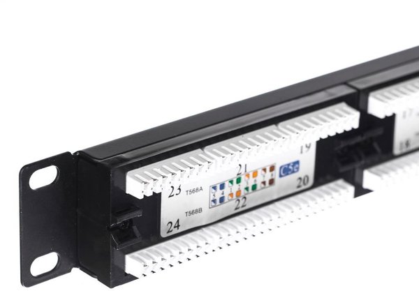 NetRack Πάνελ διανομής 19'' 24 θύρες Κατ. 5e UTP Μαύρο (104-05)