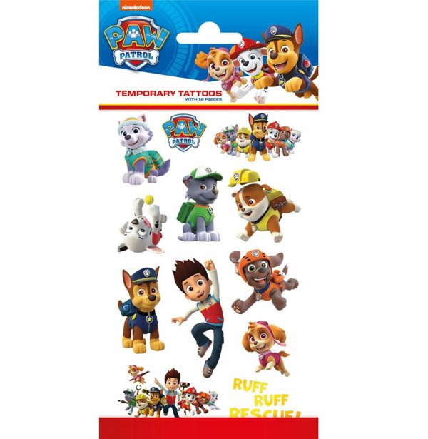 Ψεύτικα Τατουάζ Nickelodeon Paw Patrol Junior Χάρτινα 12 Τεμάχια