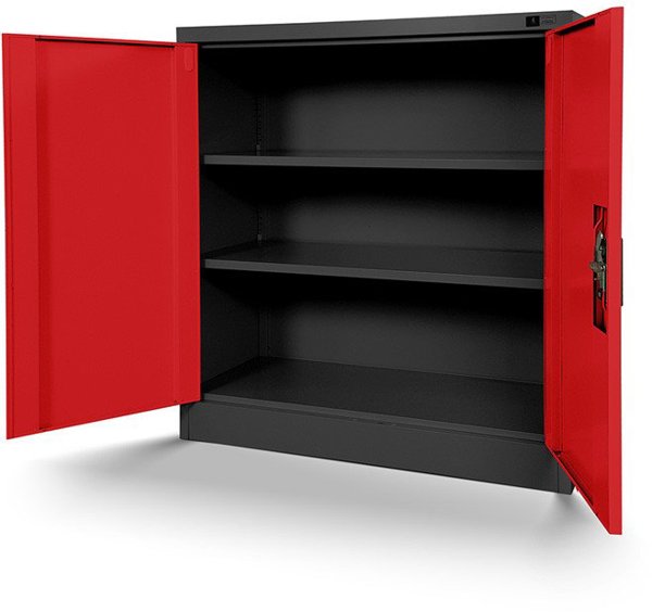 Niedriger Schrank BEATA, 900 x 930 x 400 mm, anthrazit-rot