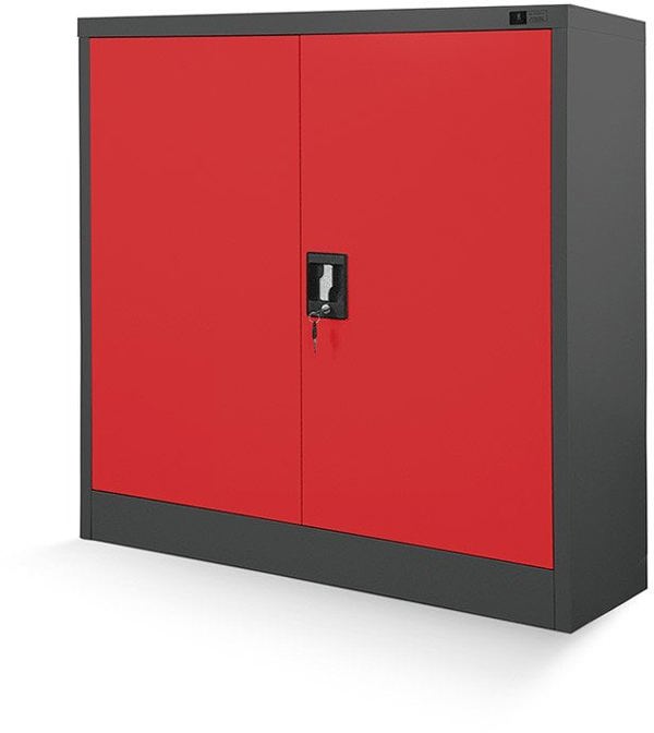 Niedriger Schrank BEATA, 900 x 930 x 400 mm, anthrazit-rot