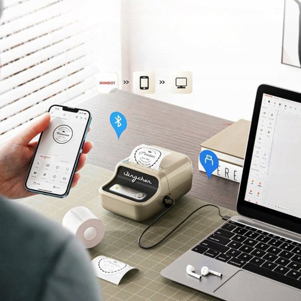 Εκτυπωτής Θερμικής Ετικέτας NIIMBOT Bluetooth B21 PRO ΚΡΕΜ 300dpi