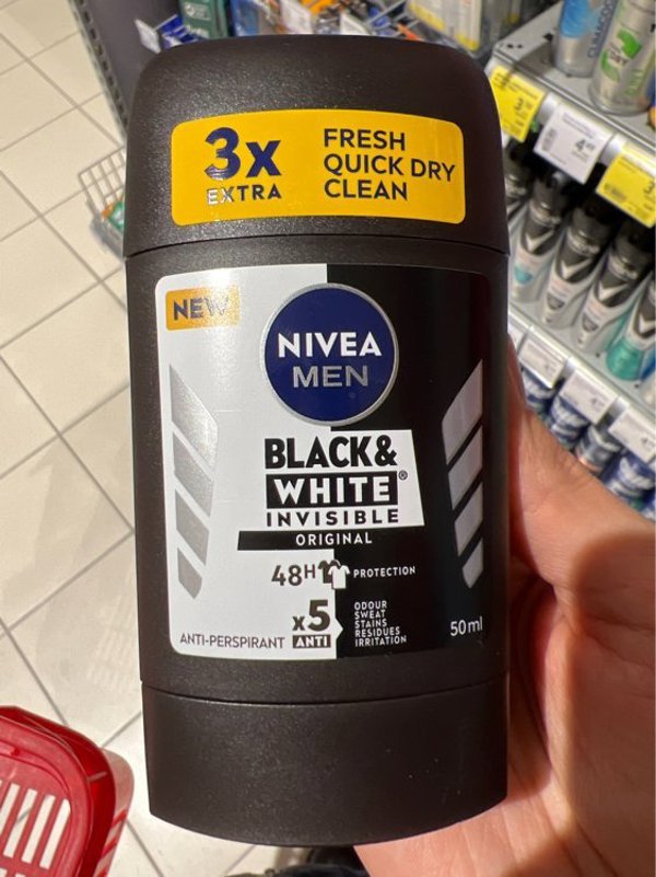 Nivea Men Black & White Invisible Αντιιδρωτικό Στικ, 50ml