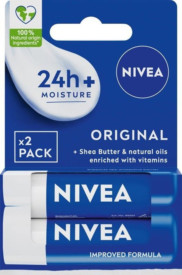 NIVEA Lip Care DUO Προστατευτικό κραγιόν για τα χείλη 4.8g x2