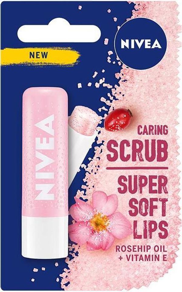 Nivea Scrub Χειλιών Άγριο Τριαντάφυλλο με Βιταμίνη E, Απολεπιστικό Στικ 4.8g
