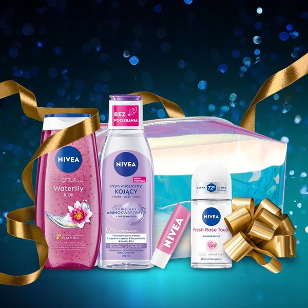 NIVEA_SET You Got This Moments Of Joy Shower Gel Waterlily & Oil ζελ ποτ πρύσνιτς 250ml + Πλυμ μιτσελάρνυ κόγιαντι ντάγκερ σερά βραζίκης ι νατβραζίκης 200ml + Fresh Rose Touch αντυπερσπιραντ ρολ-ον 50ml + Soft Rose πιελγκούγιουτσα πο δστ 4,8g