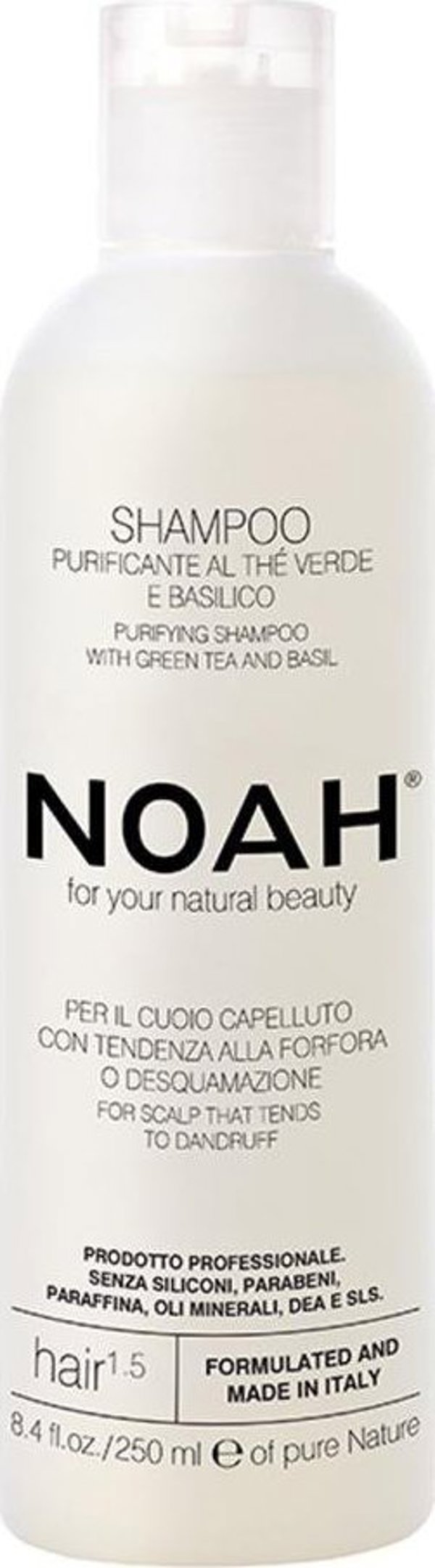 Noah For Your Natural Beauty Purifying Shampoo Hair 1,5 καθαριστικό σαμπουάν μαλλιών Πράσινο Τσάι & Βασιλικός 250ml 12112677 8034063520412