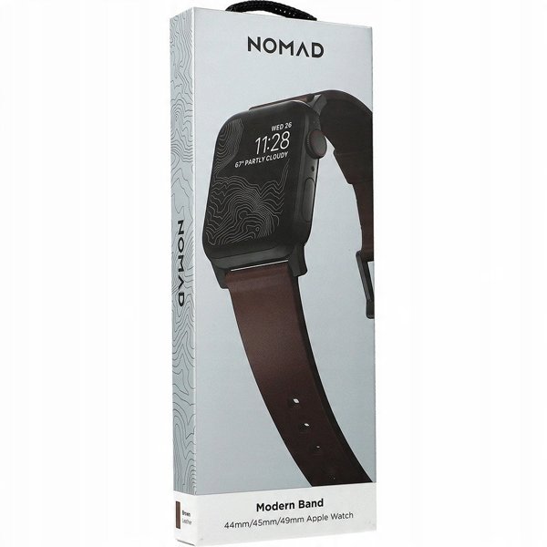 Nomad Μοντέρνο Λουράκι - καφέ δέρμα, μαύρο υλικό - AW 46mm/49mm