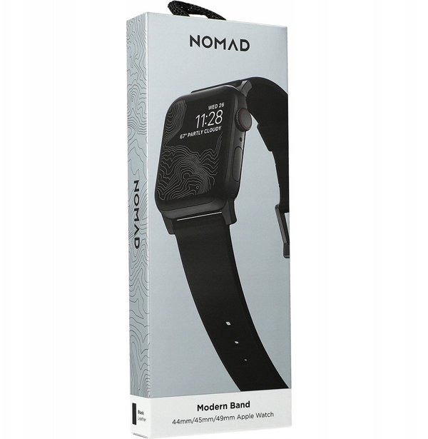 Nomad Μοντέρνο Λουράκι - μαύρο δέρμα, μαύρο υλικό - AW 46mm/49mm