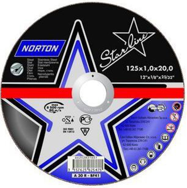 Norton Clipper Tarcza do ciecia Starline Metal 125 x 22,23 x 1,0mm (66252837245)