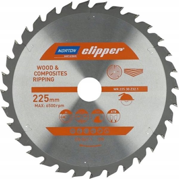 Norton NORTON ΔΙΣΚΟΠΡΙΟΝΟ 225mm x 30mm x 32z ΞΥΛΟ ΚΑΙ ΣΥΝΘΕΤΙΚΑ ATB (2,6 / 1,6)