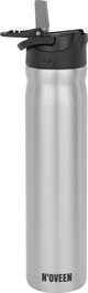 Noveen TB582 Ανοξείδωτο Παγούρι Νερού με Καλαμάκι, 300ml, Inox/Μαύρο