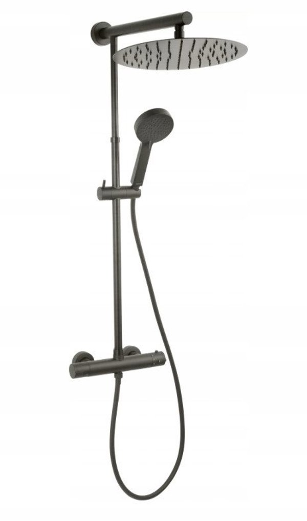 Ferro Trevi Ντουζιέρα με Θερμοστατική Μπαταρία, Gun Metal, NP75-TRV7U-GM