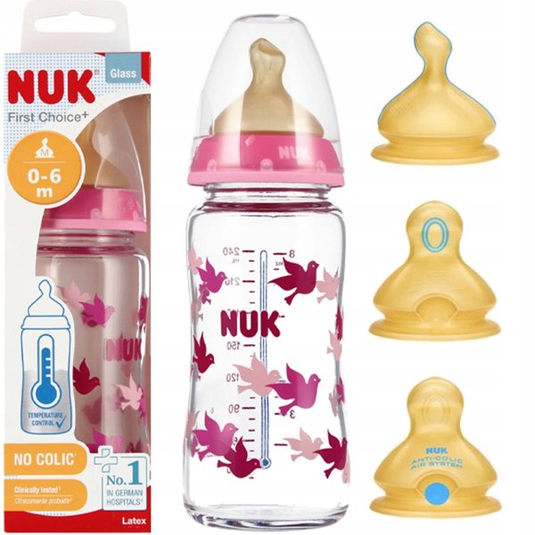NUK ΓΥΑΛΙΝΟ ΜΠΟΥΚΑΛΙ 240ML SMO 0-6M FC ΡΟΖ 10745122