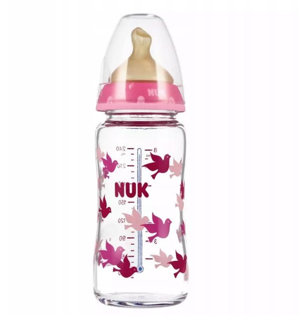 NUK ΓΥΑΛΙΝΟ ΜΠΟΥΚΑΛΙ 240ML SMO 0-6M FC ΡΟΖ 10745122