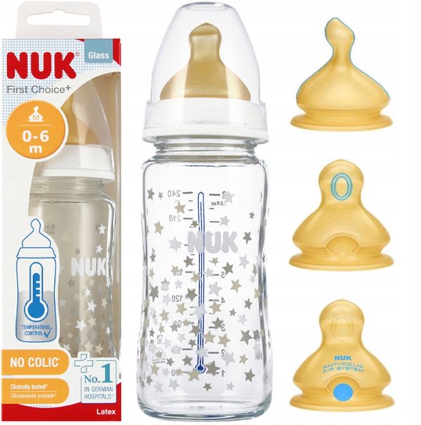 NUK ΓΥΑΛΙΝΟ ΜΠΟΥΚΑΛΙ 240ML SMO 0-6M FC BIA 10745122