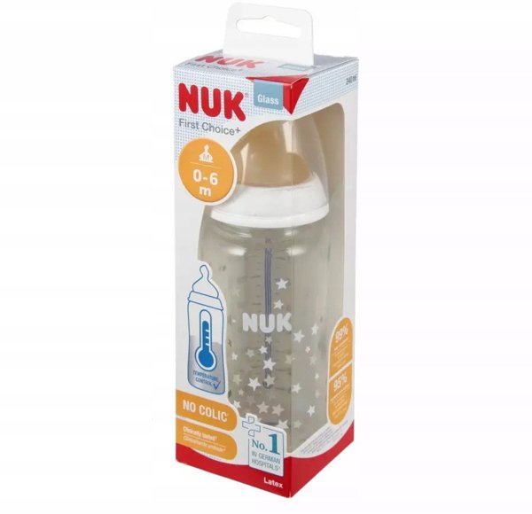 NUK ΓΥΑΛΙΝΟ ΜΠΟΥΚΑΛΙ 240ML SMO 0-6M FC BIA 10745122